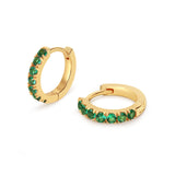 Emerald Charm Hoops in Gold