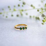 Triplet ring in Gold and Green Onyx