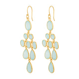 Waterfall Earrings in Gold with Aqua Chalcedony