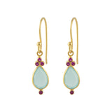 Juniper Drops in Aqua chalcedony and Ruby zirconia