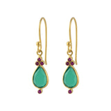 Juniper Drops in Green onyx  and Ruby zirconia