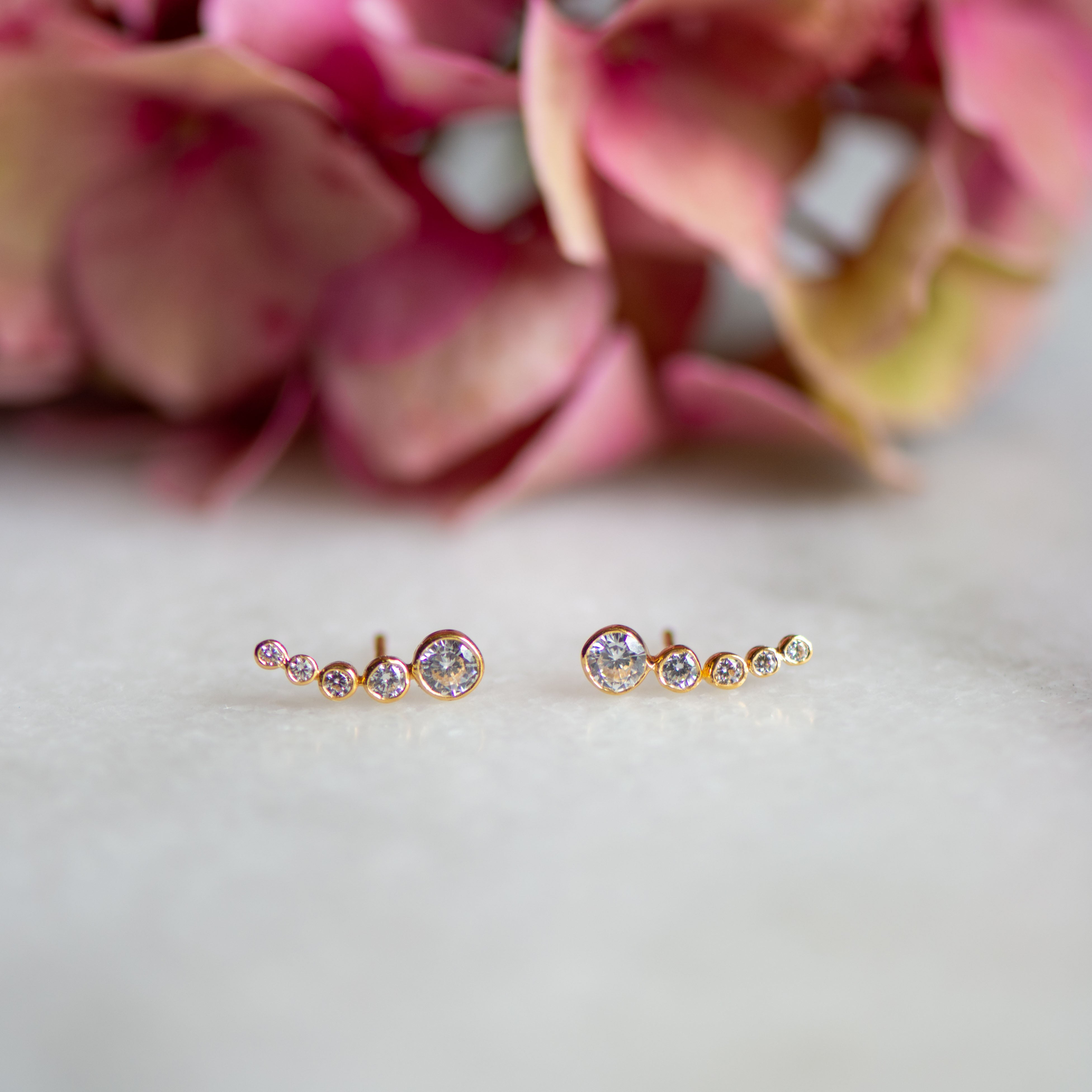 zirconia bubble gold climber earrings from memara