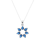 Flower Pendant in Sapphire and Silver