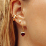 Heart shaped Garnet Drop Earrings