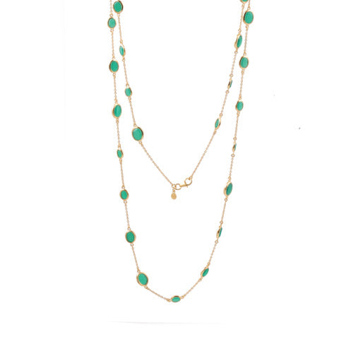 double marilyn gold necklace with green onyx from memara