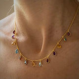 Pear Drop Necklace in Citrine, Garnet, Amethyst and Swiss Blue Topaz