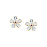 Daisy Studs with Tourmaline and Green Amethyst