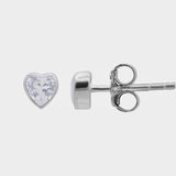 Love Heart Stud in silver with Zirconia