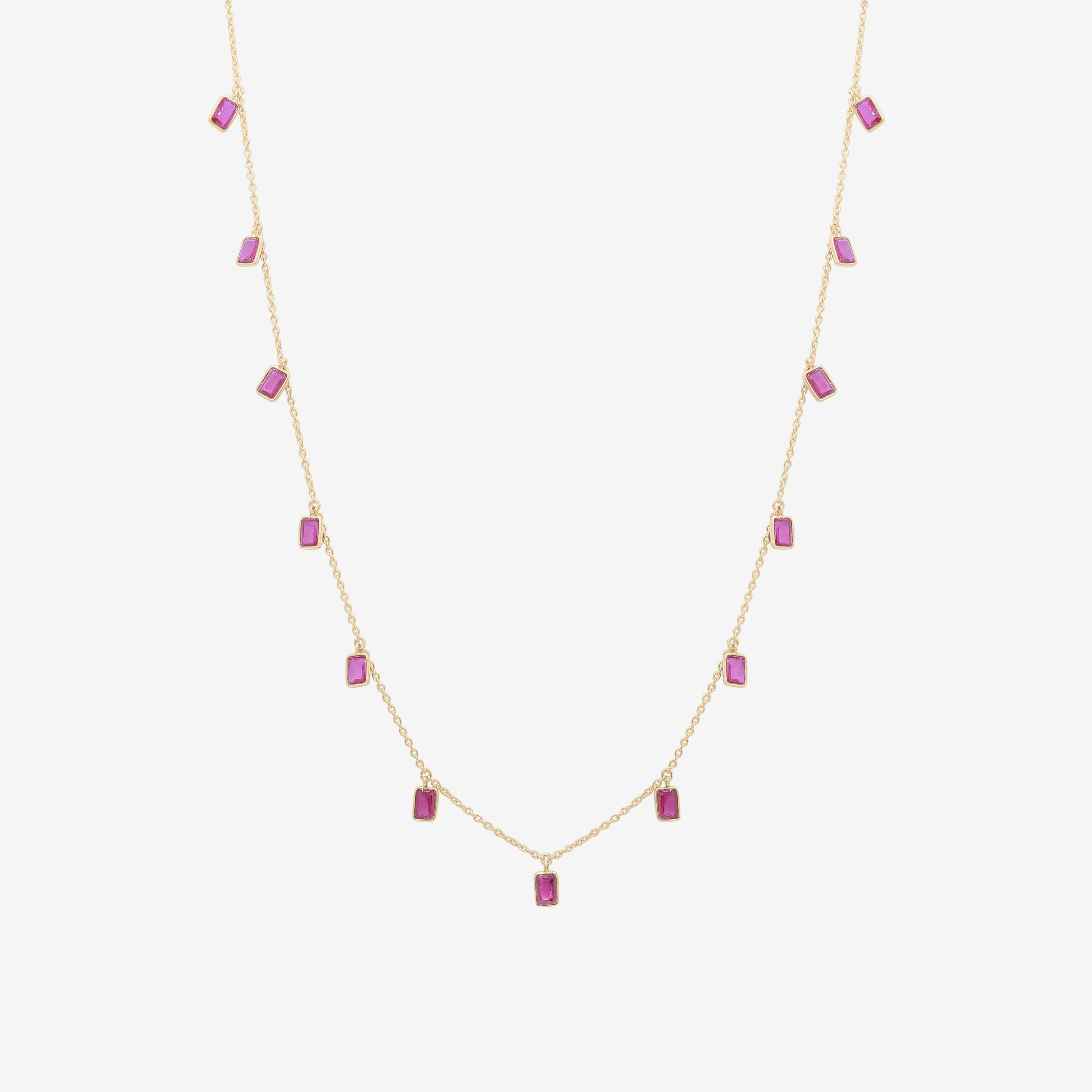 Tiggy Necklace in Gold and Created Pink Sapphire