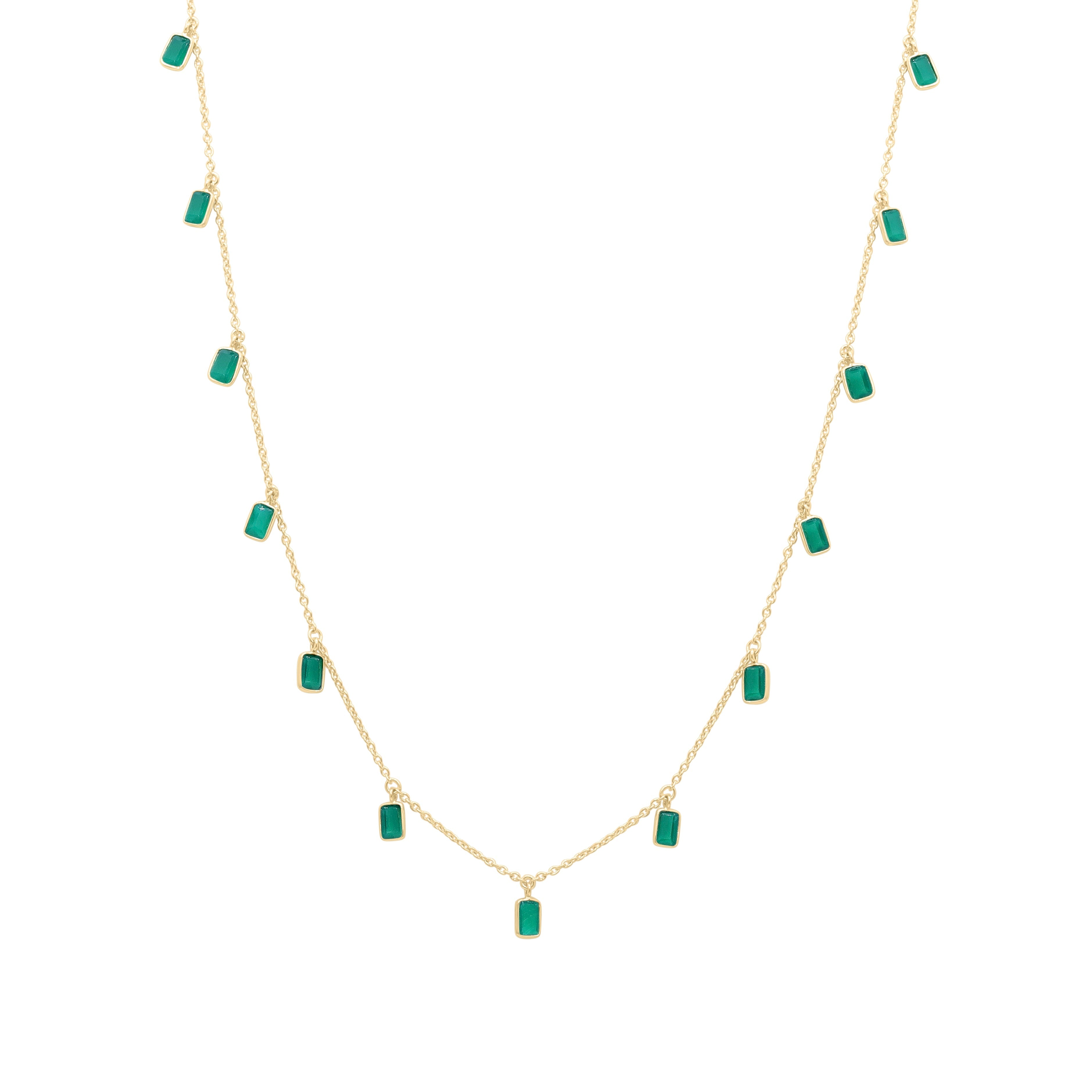 Tiggy Necklace in Gold and Green Onyx