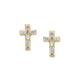 Cross studs with white Cubic Zirconia and screw back