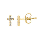 Cross studs with white Cubic Zirconia