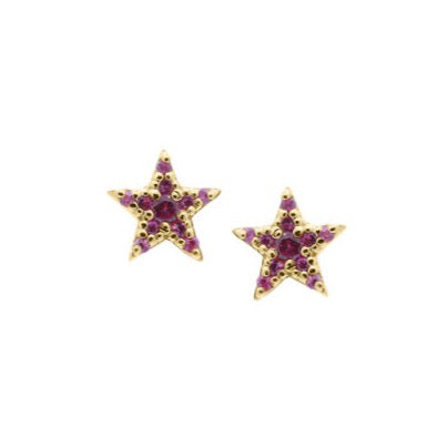 ruby cz gold star stud earrings from memara