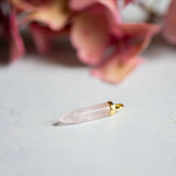 long rose quartz icicle gold charm from memara