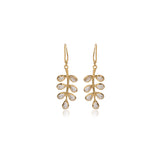 Fern Drop earring in gold with Crystal