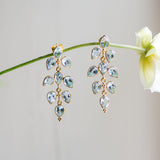 Stud Wisteria Earrings in Gold with Sky Blue Topaz