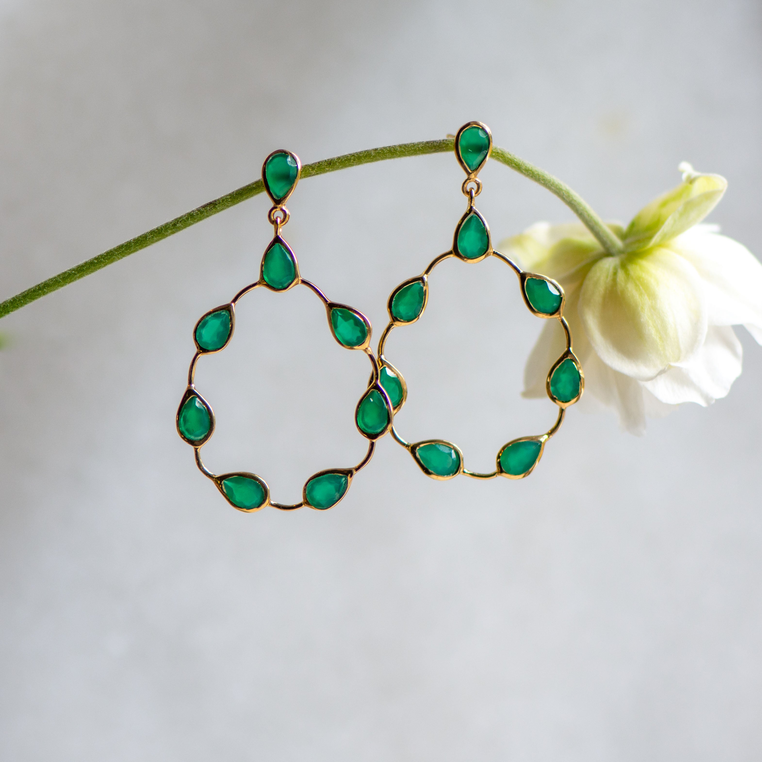 tikka green onyx gold drop earrings from memara