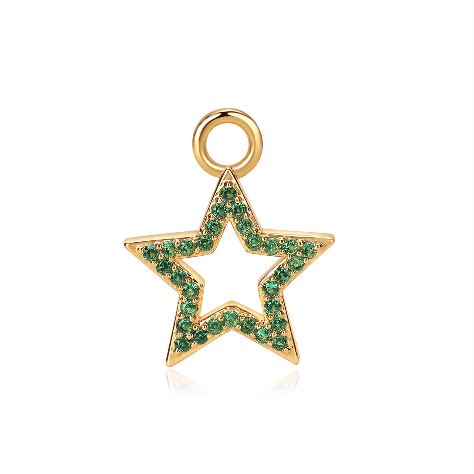 green bejewelled star zirconia gold charm from memara