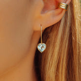 Heart shaped Sky Blue Topaz Drop Earrings