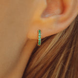 Emerald Charm Hoops in Gold