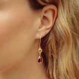 Large Apple and Pears Drop Earring in Gold with Citrine and Garnet