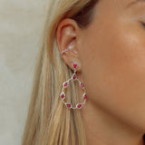 Tikka in silver with pear shaped ruby droplets