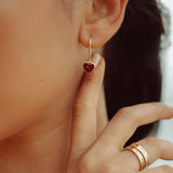 Heart shaped Garnet Drop Earrings