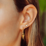 Gold Pyramid Hoop Charm (without Hoops)