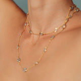Double Marilyn Necklace in Gold with Sky blue Topaz