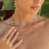 Double Marilyn Necklace in Gold with Peridot