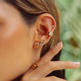 Aquila Studded Ear Jewel in Gold with Garnet