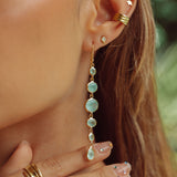 Cascade Earrings in Gold with Aqua chalcedony