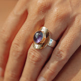 Top Hat Amethyst ring in Gold and silver