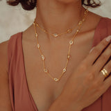 Double Marilyn Necklace in Gold with crystal