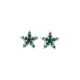 Silver Star studs with Emerald CZ