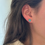 Turquoise flower studs