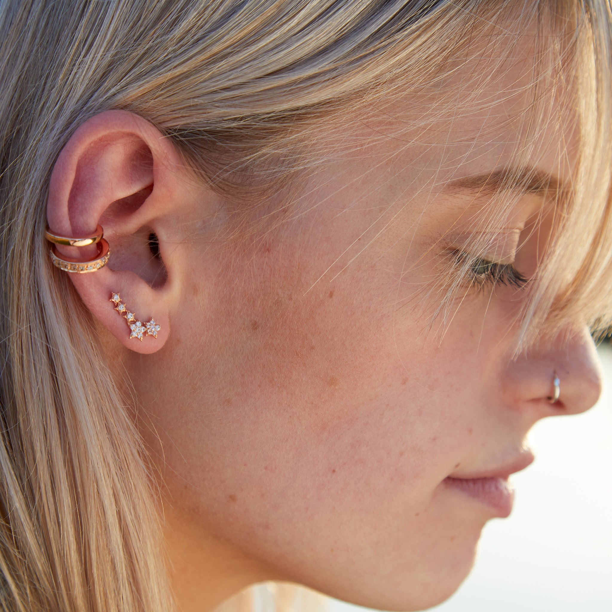 Coco Cuff in Rose Gold with Zirconia Earring Memara 