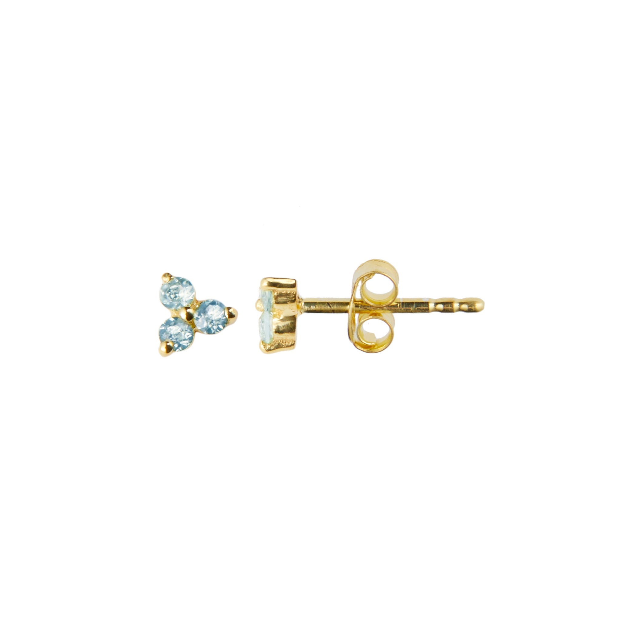 Clover Stud in Gold with Blue Topaz Earring Memara 