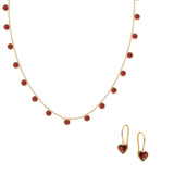 Zaza Necklace & Heart shaped Garnet Drop – Jewellery Set