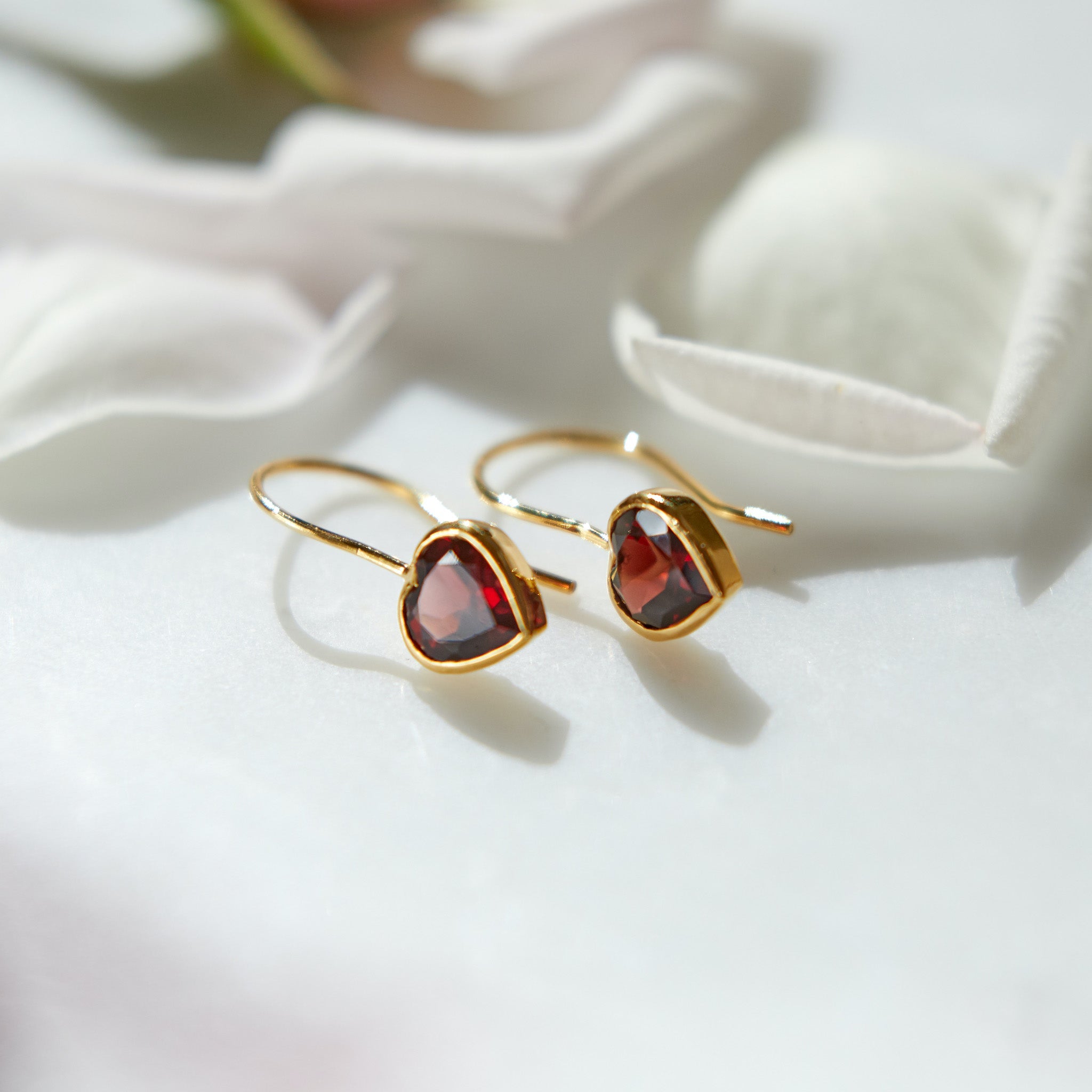 Heart shaped Garnet Drop Earrings Earring Memara 