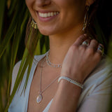 Zaza Necklace in Silver with Blue Topaz Necklace Memara 