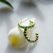 Green Onyx Hoop Studs Earring Memara 