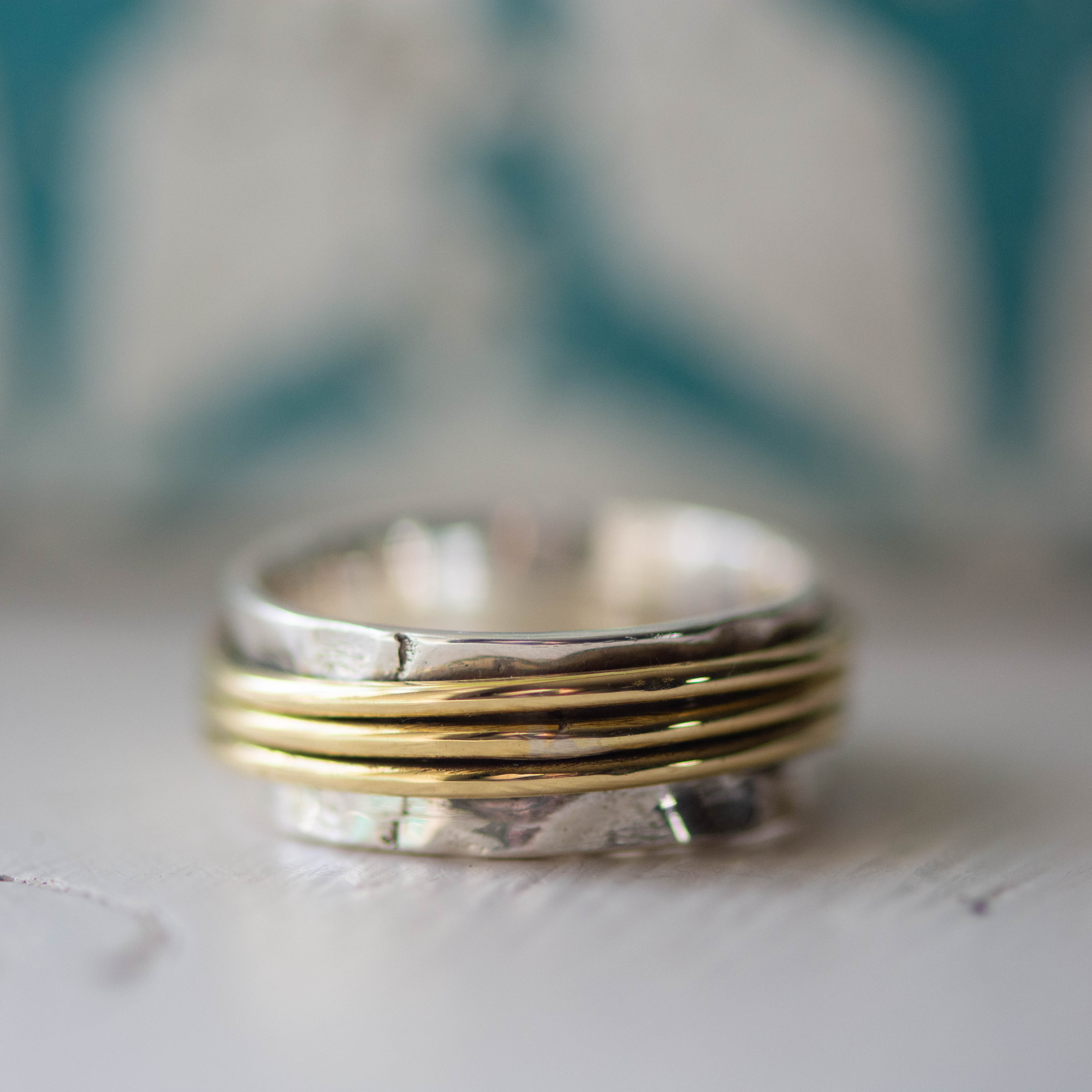 Kalinka Turning Ring in Silver and Brass Ring Memara 