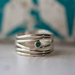 Filigree ring in Silver with Emerald Ring Memara 