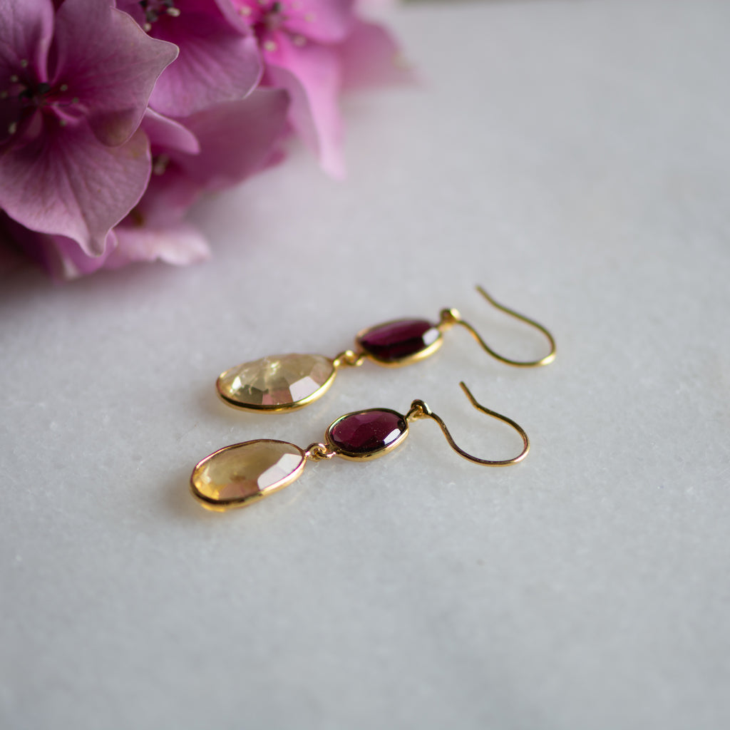 Citrine and Garnet Drop Earrings Earring Memara 