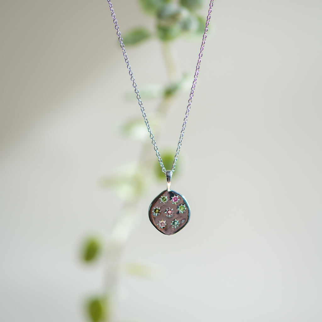 Stargazer Pendant in Silver and Tourmaline Necklace Memara 