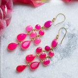 Waterfall Earrings in Gold with Pink Chalcedony Earring Memara 