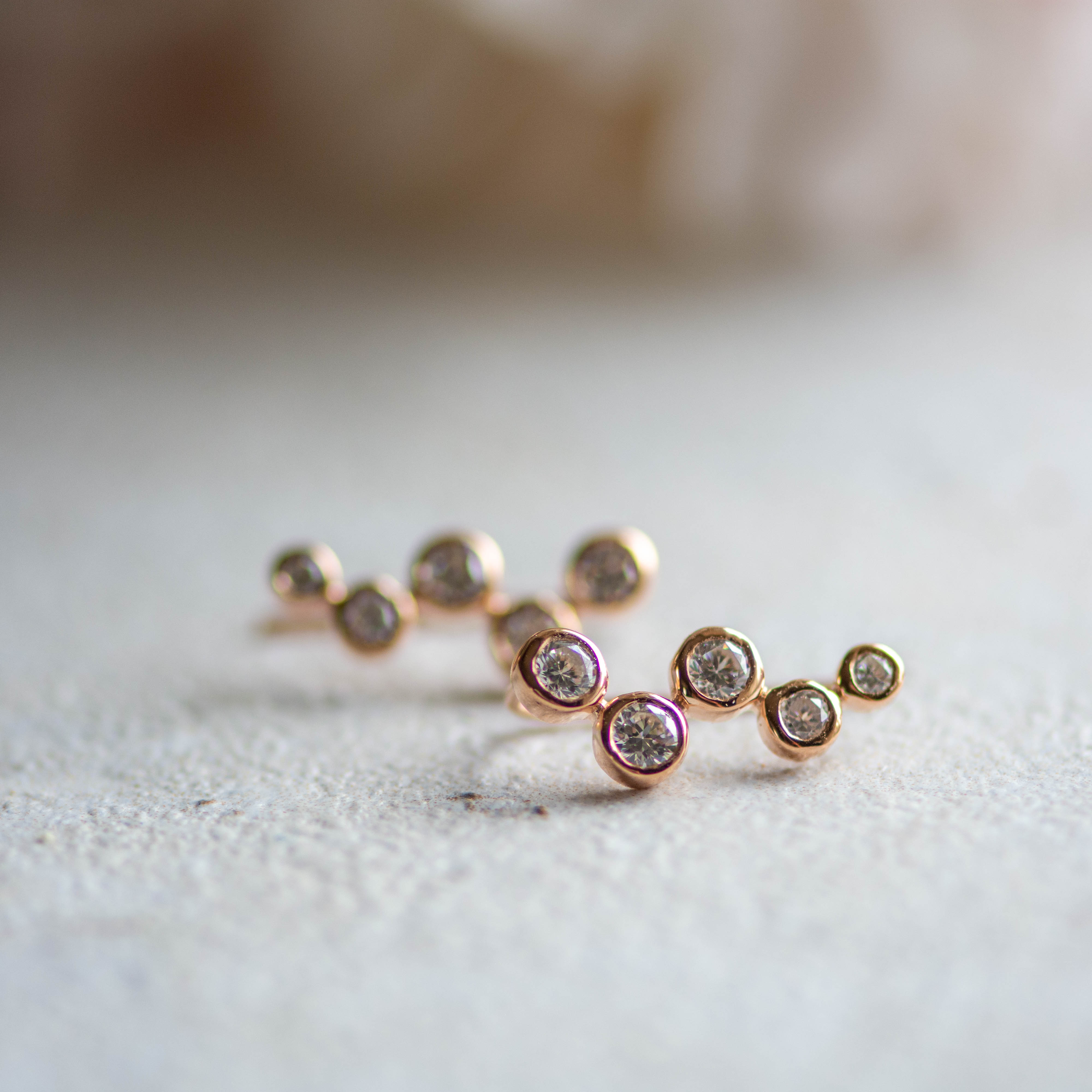 Aquila Studded Ear Jewel in Rose Gold with Zirconia Memara 