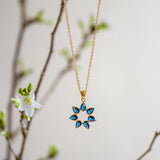 flower gold pendant necklace with sapphire from memara