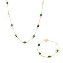 Marilyn Necklace & Bracelet in Gold with Emerald Quartz – Jewellery Set Memara 